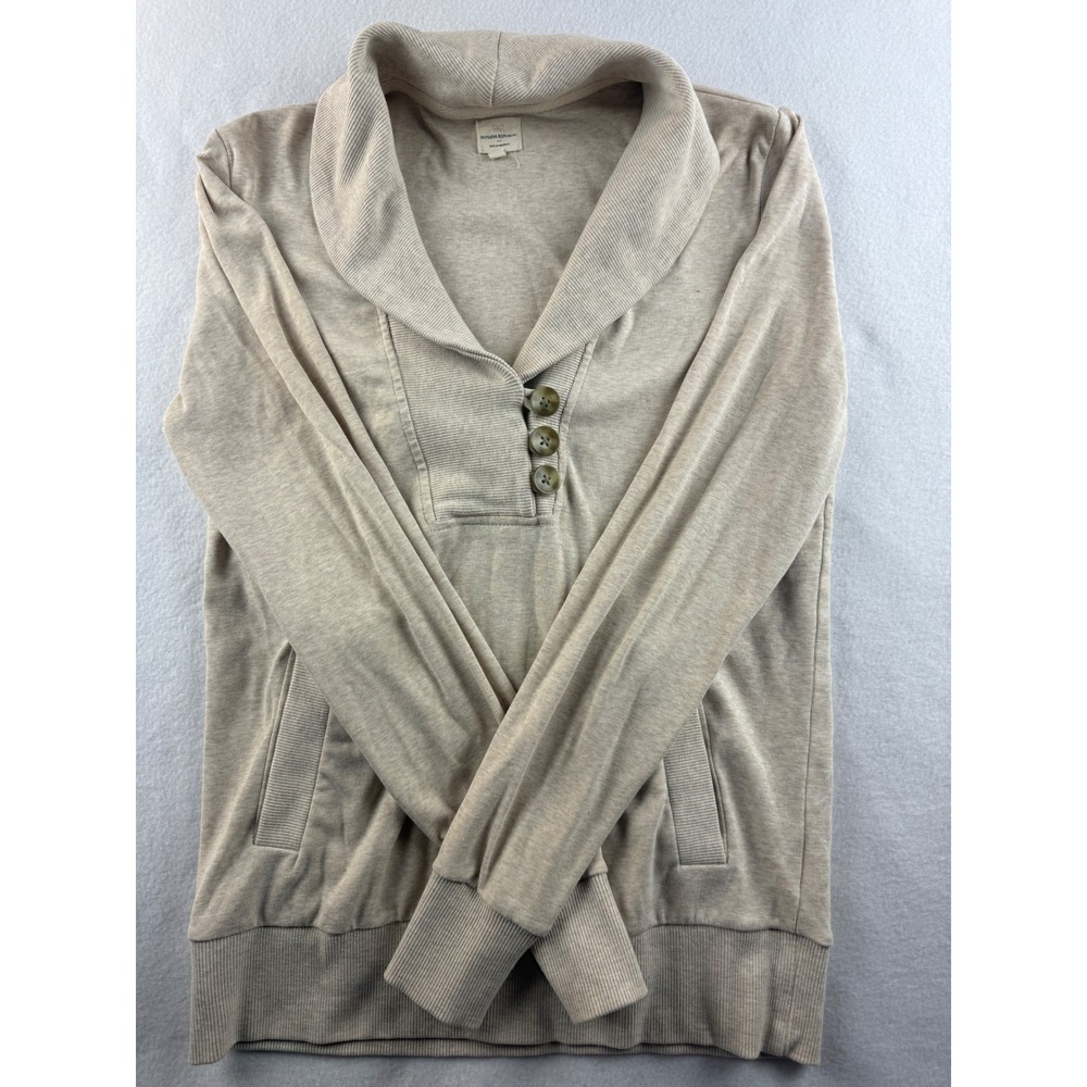 Banana Republic Shawl Collar Button Neck Sweatshirt Top‎ Beige Size S